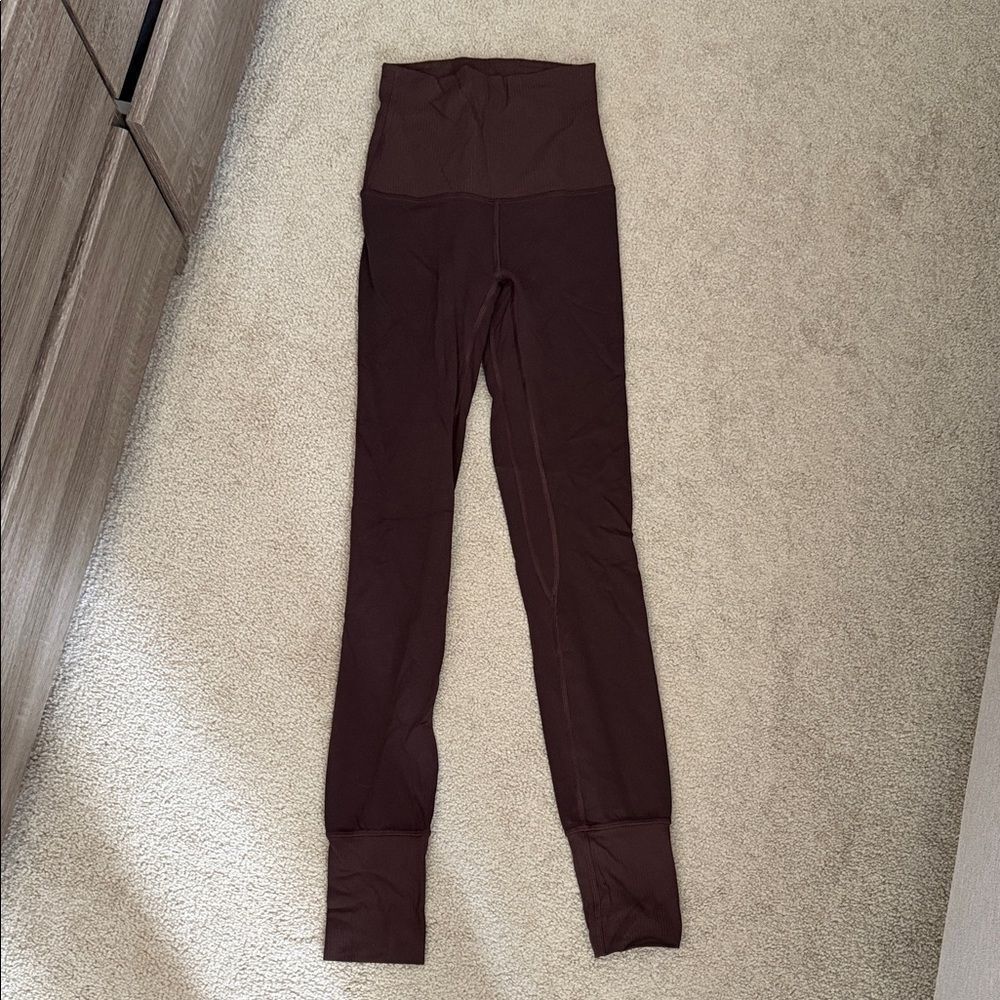 Lululemon 0 High-Waist Ribbed Leggings in Dark Brown